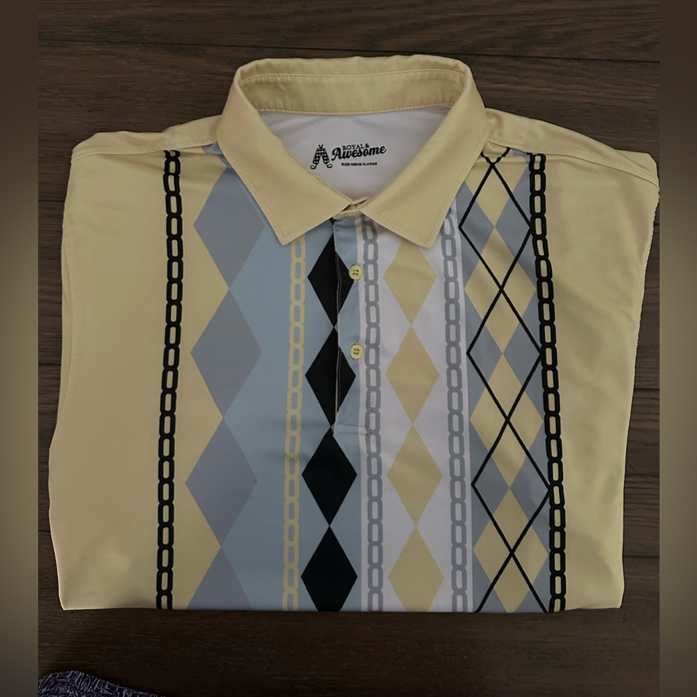 Royal & Awesome Men's Yellow‎ Polo Shirt Size XL